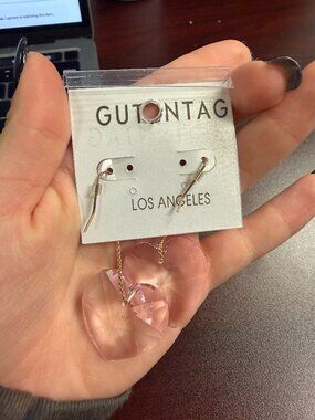 Gutentag Pink Crystal Heart Earrings